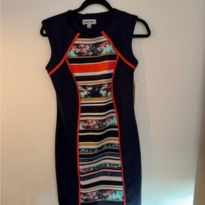 Shelby & Palmer Navy and Multicolor Striped Mini Dress